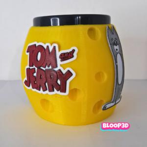 Taza de Tom y Jerry impresa en 3D con forma de queso