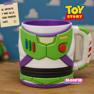 Taza inspirada en Buzz Lightyear impresa en 3D