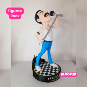 Figura de Freddie Mercury impresa en 3D de 20 cm con base escenario