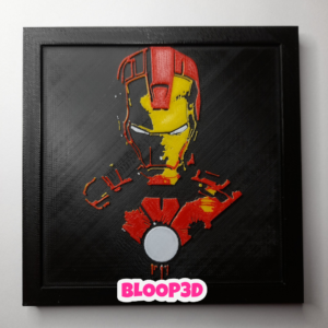 Cuadro de Iron Man impreso en 3D con marco 15x15 cm