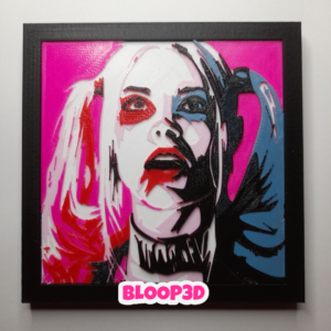 Cuadro de Harley Quinn impreso en 3D con marco 15x15 cm