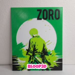 Cuadro Roronoa Zoro One Piece impreso en 3D con marco 15x18 cm